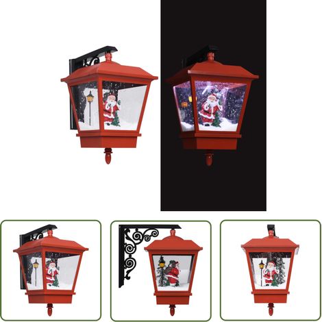 The Living Store Lampe murale de Noël lumières LED et Père Noël Rouge 40x27x45cm - Lampadaire Noel - Décoration Noel - Lampe Led - Luminaire Noel - Sapin De Noel (1/5)
