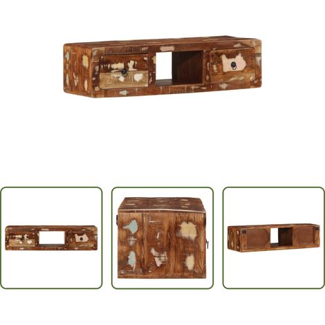vidaXL Bois de récupération - Meuble TV mural 100x32x25 cm bois massif de récupération (1/5)