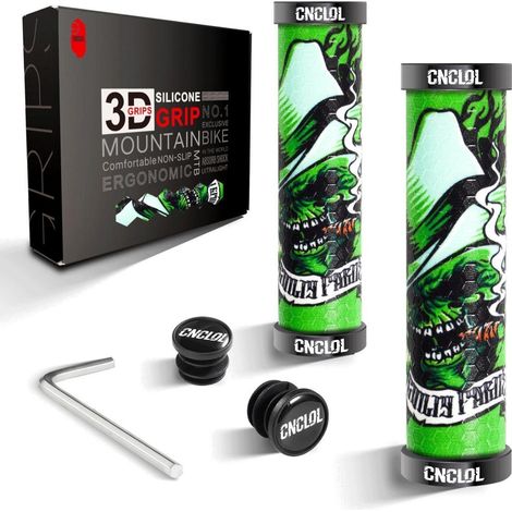 Fahrrad Lenkergriffe MTB Silikon Doppel Lock-On 22mm Rutschfest Grün (1/5)