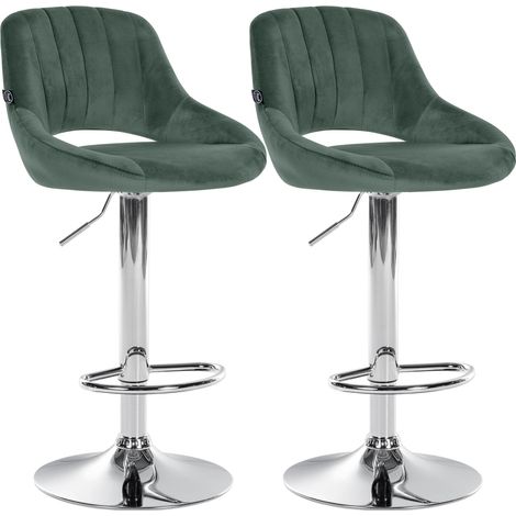 Lot de 2 tabourets de bar Milet en velours Vert Métal chromé