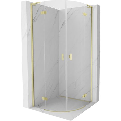 Mexen Mist L cabine de douche semi-circulaire pivotante 90 x 90 cm, transparent, or brossé - 8A33L-090-090-55-00 (1/5)