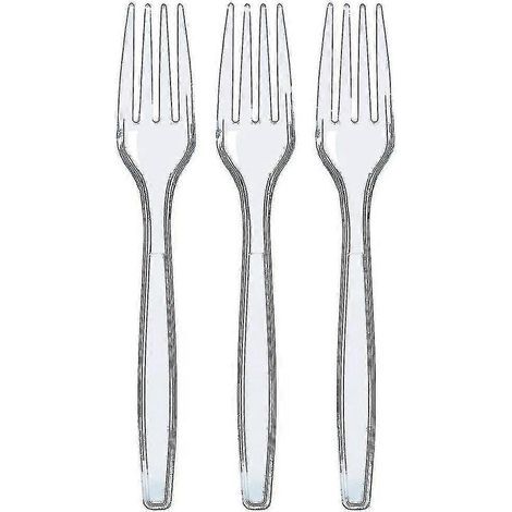 Couverts jetables en plastique transparent, ustensiles jetables (fourchettes) (1/4)