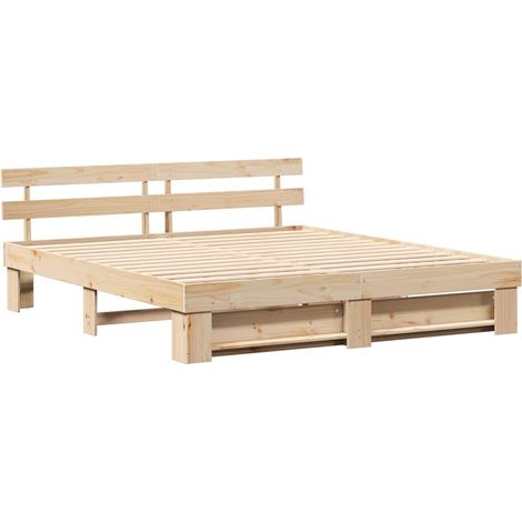 Lit double,Lit adulte,Cadre de lit Marron 200 x 200 cm Bois massif en pin CFW3016265 (1/5)