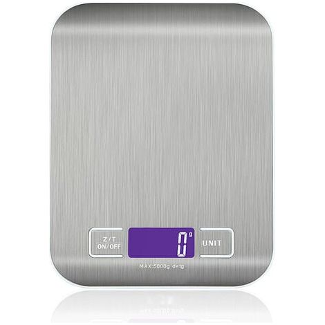 Coocheer – Balance de cuisine électronique 5000g/1g – Écran LCD rétroéclairé – 6 unités de mesure – Acier inoxydable – Fonction tare et auto-arrêt