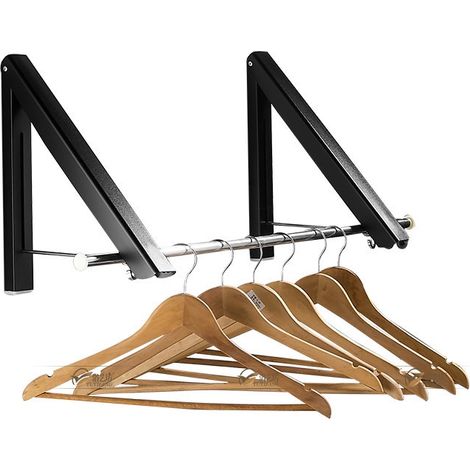 Porte-vêtements rétractable - Porte-vêtements Pliant 2 paniers avec Tige (Noir) (1/5)