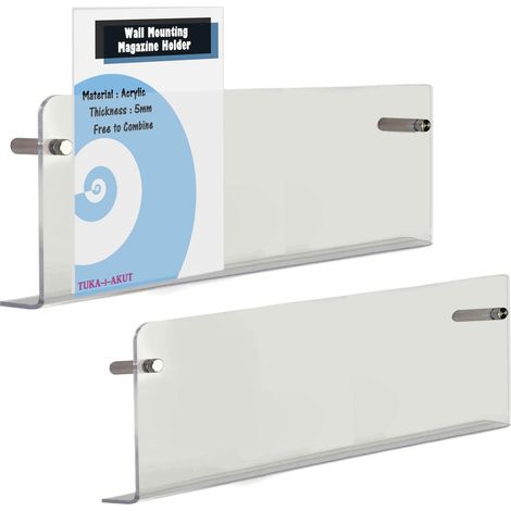 Lot de 2 Étagères Murales de 80cm, Acrylique Extra Résistant, Support Mural pour Magazines Journaux Brochures Livres, Porte-Revues Porte-Prospectus Murales Transparente TKD8256-80cm-2x (1/5)