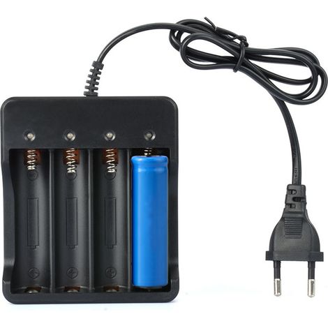 Chargeur de batterie 18650 à 4 emplacements, lampe torche, batterie lithium 4,2 V