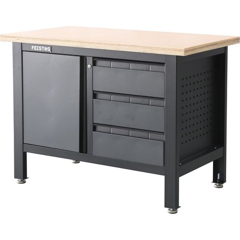 FEISTOS Werkstatteinrichtung Werkbank Titos 1 inkl. Lochwand Anthrazit/Schwarz 120x60x87 cm