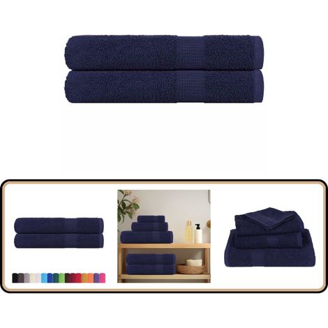 vidaXL Serviettes de sauna 2 pcs bleu marine 80x200 cm 100% coton (1/5)