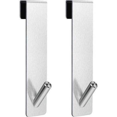 2 Pièces Crochet Douche, Crochet Porte Serviette sans perçage, Crochets de porte pour portes de douche en verre sans cadre, adapter 6-12 mm d'épaisseur (Argent) (1/5)
