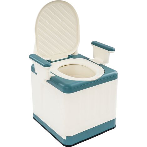 Commode de nuit, 150kg, chaise percée mobile avec accoudoirs amovibles, chaise de pot portable pour personnes âgées et enfants, pour camping maison âgés, bleu