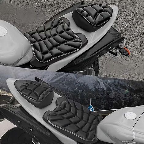 Coussins de selle moto en gel 3D matelassé en losanges, lot de 2, respirants et absorbant les chocs, résistants aux hautes températures, pour motos, vélos électriques et vélos. (1/5)