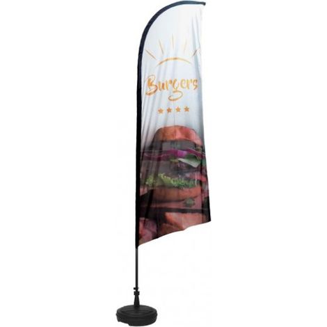 Drapeau BURGERS de dimensions 270 x 100 cm avec son kit socle plastique et mât (1/3)