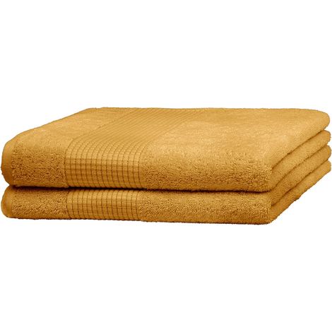 Set de Serviettes  Absorbant, Doux et Non Pelucheux  éponge  100% Coton  590 GSM (2X Serviettes de Douche (70x140cm)) (1/5)