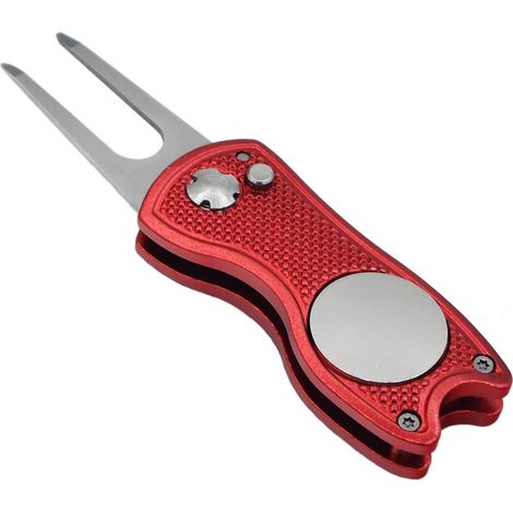 Herramienta de reparación de palos de golf con botón retráctil y marcador magnético, mini herramienta de reparación ligera y portátil, la mejor opción para golfistas profesionales.