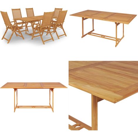 Conjunto de comedor de jardín 7 piezas madera maciza de teca - Muebles de jardín - Madera de teca