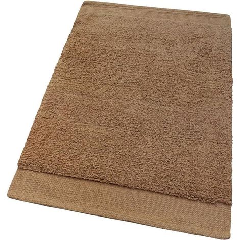 Tapis de Bain Pur Coton Tapis de Chevet Lavable Doux Absorbant Antidérapant Marron - 50x80 Cm (1/4)