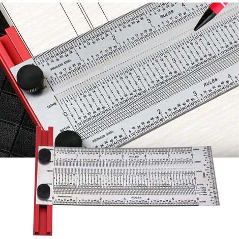 Règle de marquage impériale, règle perforée en acier inoxydable, règle pour le travail du bois, 15 cm (6 pouces) (1/5)