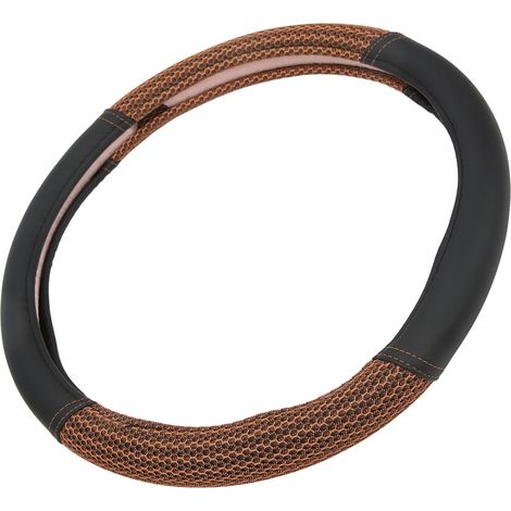 Housse de volant de voiture 15 pouces, bicolore, meilleure prise en main, universelle, marron (1/5)