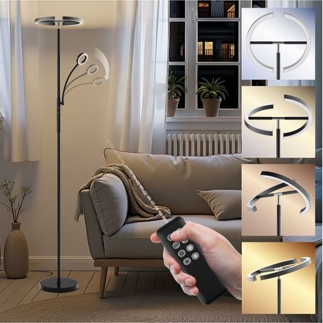 Lampadaire LED 20W réglages variables noir (1/5)