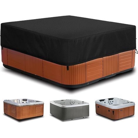 Protective Spa Cover, Waterproof Spa Cover, 420D Oxford Fabric, Dust-Proof and UV Resistant Windproof – Black (220 x 220 x 25 cm) (1/5)