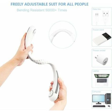Ventilateur Nuque Portable,USB Ventilateur de Cou avec Batterie 1200mAh,Ventilateur Mains Libres Sans Pale,3 Vitesses, Ventilateur Silencieux Rglable 360pour Bureau, Domicile,Voyage (1/4)