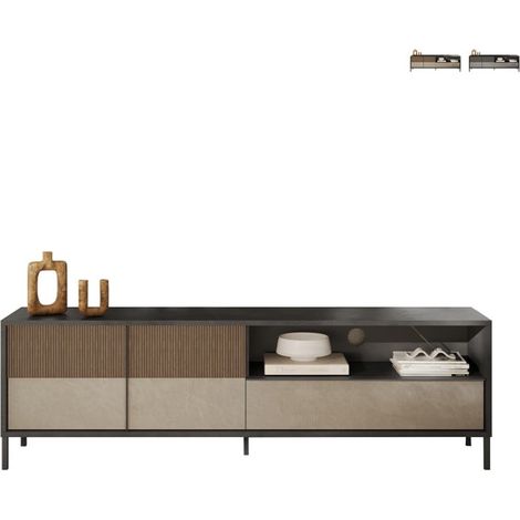 Moderner TV-Schrank 205x40x44cm 2 Türen Schublade Jahn - Beige