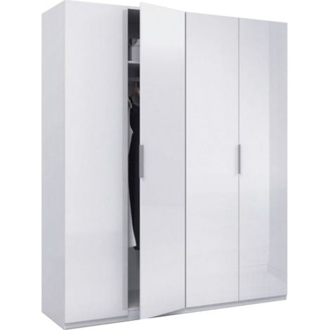 Armario grande en blanco con cuatro puertas habitación dormitorio 180x200x52 cm