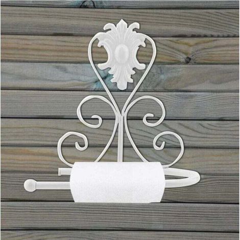 Toilet Papier Support Mural Vintage Papier Hygiénique Rouleau Porte Serviette Cintre Salle de Bain Porte-rouleau (White) (1/4)