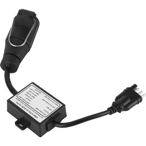 US PLUG FLAT 4-pin to EU trailer connector, portable 13-pin lighting circuit wiring converter (1/5)