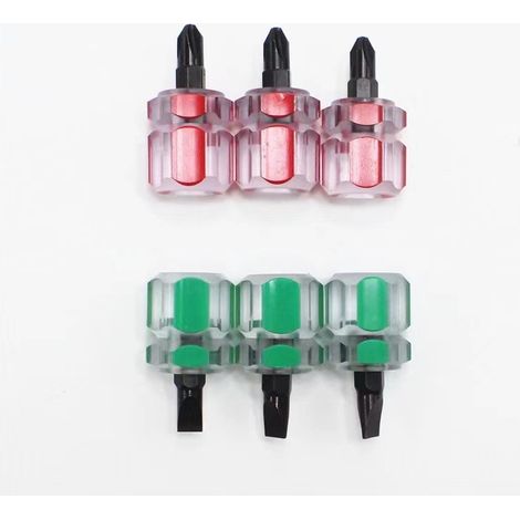 Tournevis Court, 3 Pièces Mini Tournevis à Tête Plate et 3 Pièces (Rouge et Vert) Tournevis Phillips Court, Tournevis pour Machine à Coudre (1/5)