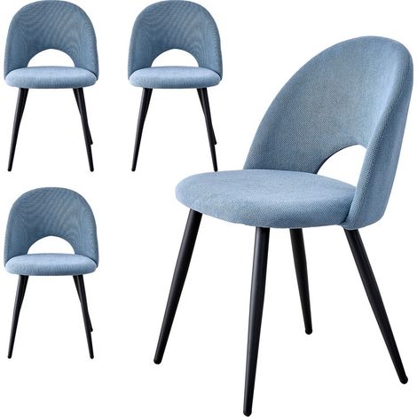Wokaka Confezione da 4 sedie da pranzo - Sedia contemporanea - piedi in metallo, velluto (blu)
