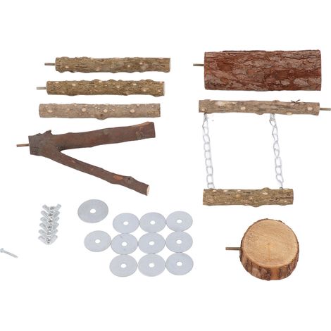 Ensemble de 6 perchoirs en bois multifonctionnels pour perroquets, branches et bâtonnets à griffer, accessoires de cage pour perruches (1/5)