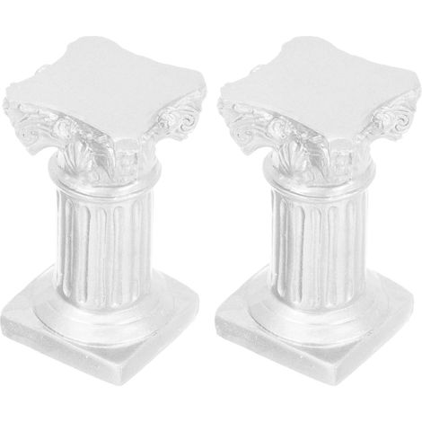 Bougeoirs Décoratifs Colonne Romaine Argenté 2 Pièces en Résine (1/5)