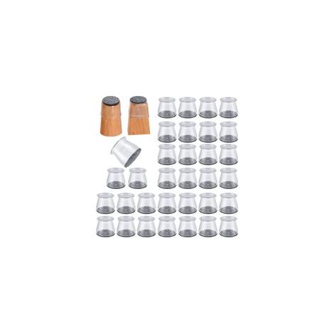 32 pièces Protection Pied de Chaise, protège pied de chaise, protections de sol en silicone transparent pour pieds de chaise avec patins en feutre, pour sols en bois dur et carrelage