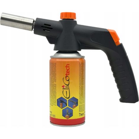 Soplete de gas ELICO RK-5004 con encendido piezoeléctrico, incluye cartucho de gas de 300 ml, llama regulable y bloqueo para uso continuo, compatible con cartuchos ElicoCamp. (1/5)