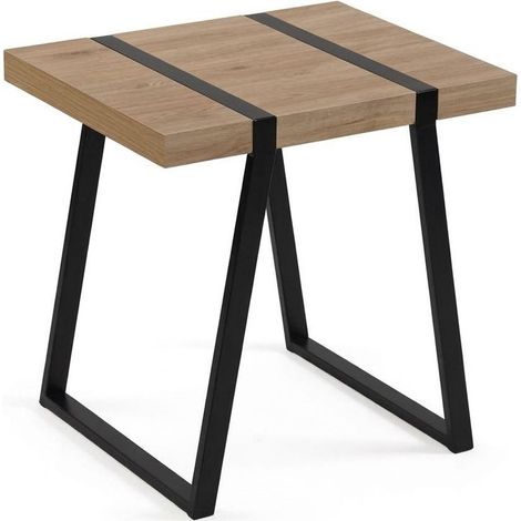 Tavolino Salotto Moderno Metallo Legno Design Industriale Casa 40x40x30cm (1/5)