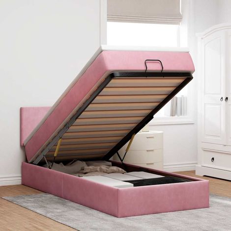 vidaXL Cadre de lit ottoman avec matelas rose 80x200 cm velours (1/5)