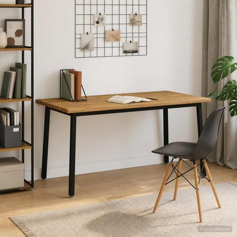 vidaXL Mesa de comedor con borde natural 160 x 80 x 75 cm Blanco (1/5)
