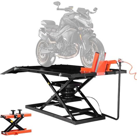 Pont Élévateur Pneumatique Moto 680 kg Table de Levage 18-94 cm avec Cric Central 499 kg pour Quad VTT (1/5)