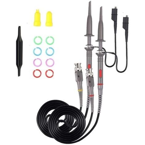Sonde d'oscilloscope universelle avec Kit d'accessoires, sondes à pince d'oscilloscope 100MHz avec Kit de cables de Test BNC vers Minigrabber (1/4)