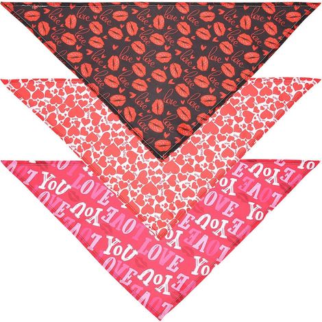 Lot de 3 bandanas pour chiens pour la Saint-Valentin - Accessoires pour animaux de compagnie - Bandanas pour chiens (1/5)