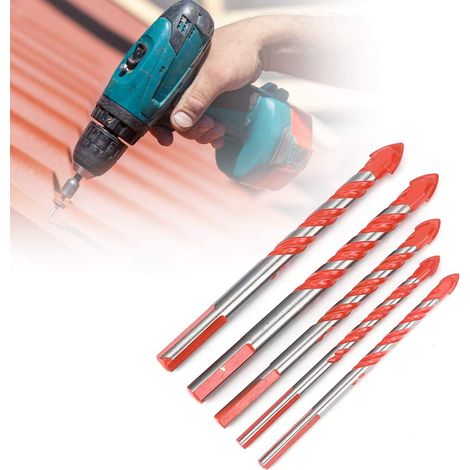Lot de 5 forets centraux pour carrelage en céramique, outil de perçage de trous muraux à faire soi-même (6 mm,6 mm,8 mm,10 mm,12 mm) (1/5)