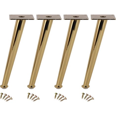 Pieds de canapé en métal doré, fuselés de 30 cm, avec vis, grande capacité de charge, antirouille, lot de 4 (1/5)