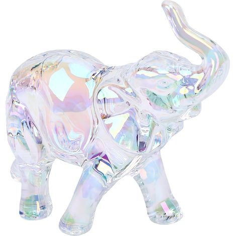 Figurine d'éléphant en cristal acrylique, ornement de bureau, Transparent, pour la maison et le bureau (1/5)