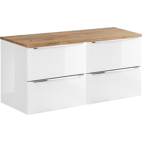 Mueble bajo lavabo 120cm April Blanco y Madera (1/4)