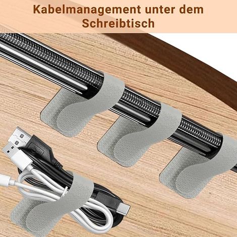 Cable Management Kit Cable Guide Strip Cable Organizer Table Cable Clips Cable Ties Grey
