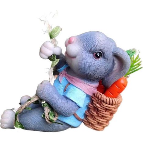 Charmante statue de lapin en résine pour décoration de jardin, sculpture animale d'extérieur, C (1/5)