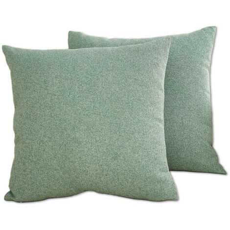 Muntra-Lot de 2 Housse de Coussin 45 x 45 cm en Polyester et coton-lin Taie d'oreiller Décorative de Voiture Canapé Maison Décor (verte) (1/4)