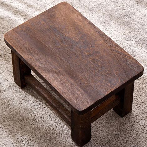 Repose-pieds en bois, tabouret de table basse, tabouret à chaussures, table à langer, tabouret en bois massif, tabouret bas, banc, tabouret bas portable (rectangulaire) (1/5)